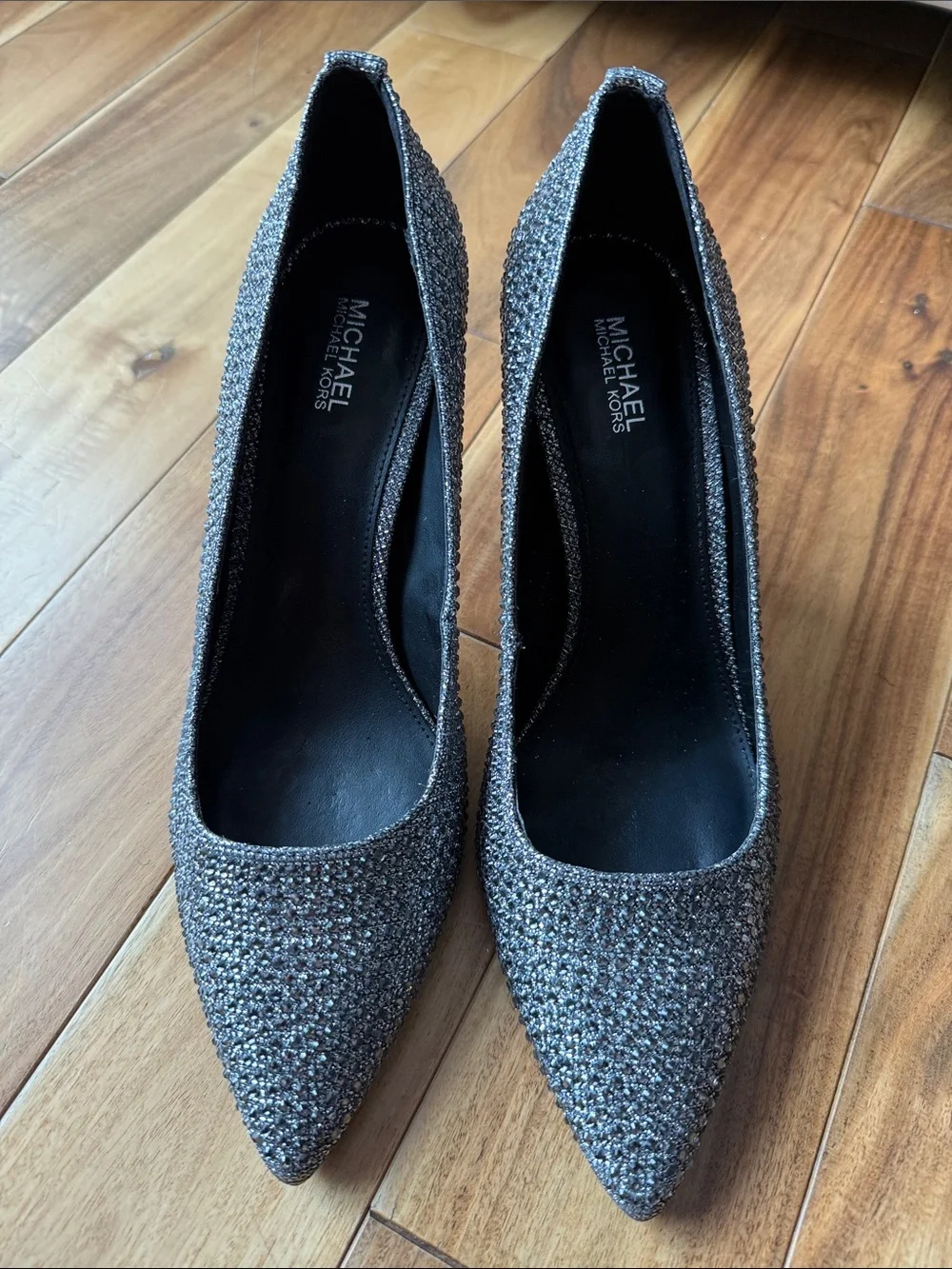 Sparkling Black Rhinestone Pointed Toe Pumps